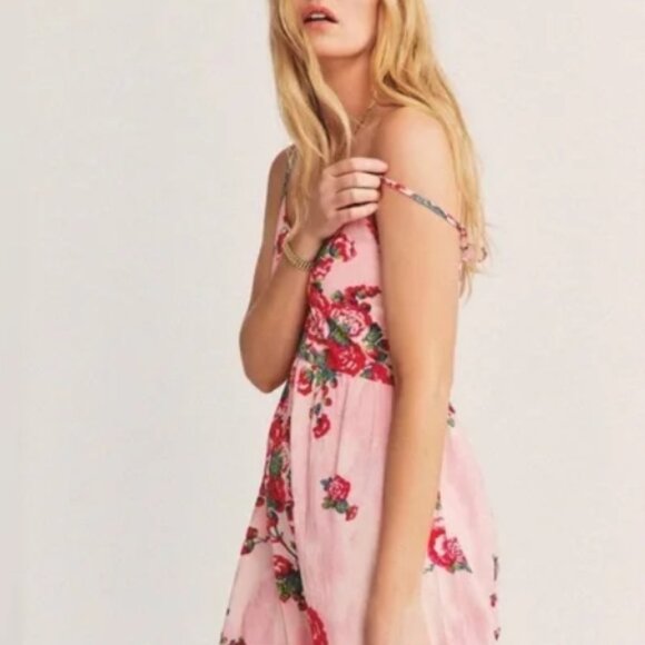 LOVESHACKFANCY FARADAY PINK DESERT Cotton Barbiecore Floral Maxi Slip XS $225 - Picture 2 of 16
